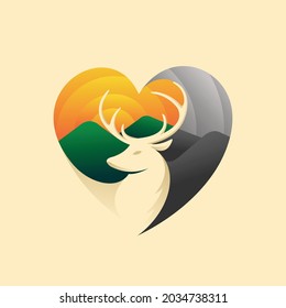 Hirschlogo mit Liebeskonzept