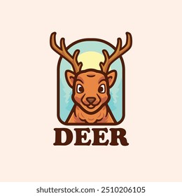 Deer logo mascot cartoon character vector illustration