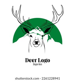 Deer logo minimalist design vector illustration, deer logos brand identity
