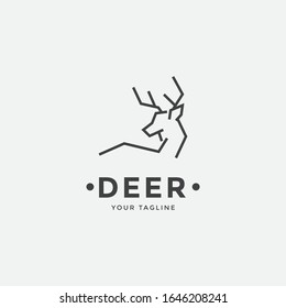 deer logo in minimalist outline style vector template