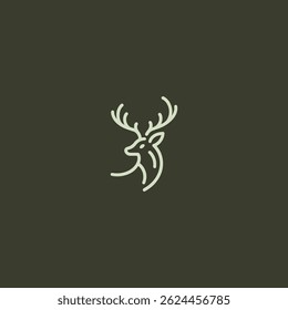 Deer logo in minimalist and smooth line art style.