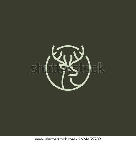Deer logo in minimalist and smooth line art style.