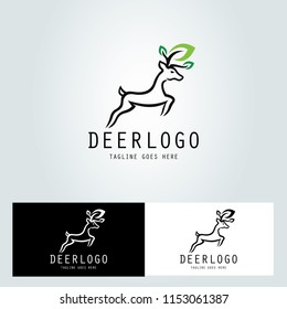 Deer logo, Nature deer vector, Wild animal logo, Vector illustration