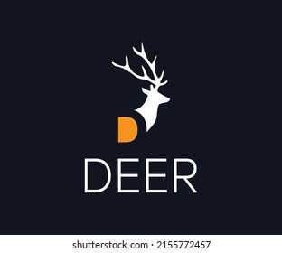 Deer Logo negative space Design template
