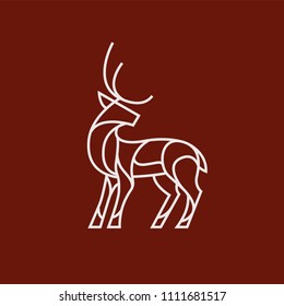 Deer logo on red background with white lines