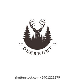 deer logo on white background. Vector illustration for tshirt, website, print, clip art and poster