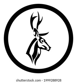 Deer logo, Reindeer Vector Logo element.  design icon. Vector illustration of a deer. Deer emblem logo. Flat design deer icon. Simple  Symbol Template.   illustration. Creative vector