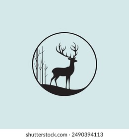 Deer logo with round shape, deer logo 