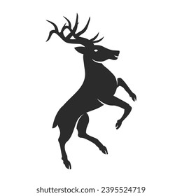 Logo de ciervos. Silueta de ciervo para escudo de armas. Símbolo heráldico. Logo de Deer Crest. Ilustración del vector