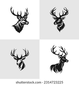 Deer logo silhouette vector icon design horns or antler