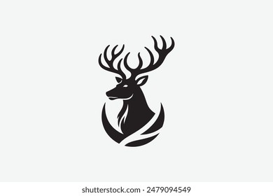 Deer logo silhouette vector style with white background