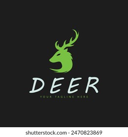 deer logo with a simple and modern design on a dark background