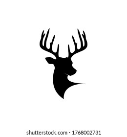 Deer logo, stag design, buck symbol, reindeer icon, elk vector, antler wall sign, illustration for hunting.