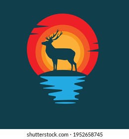 Hirschlogo mit Sonnendesign