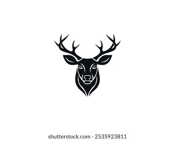 Artisan Deer Head Logo Vetor. Design de marca da vida selvagem desenhado à mão com majestic Antlers Silhueta, habilmente trabalhada usando Adobe Illustrator Pen Tool para uma identidade única, inspirada na natureza.