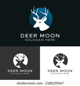 Deer Logo Template _ Deer Moon Logo Template