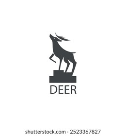 deer logo template design abstract dark illustration vector podium