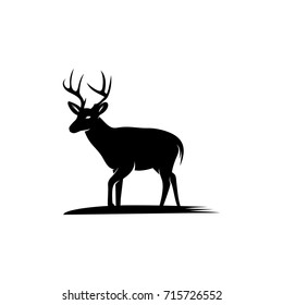 deer logo template , silhouette deer - vector Illustration