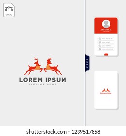 deer logo template vector illustration, free business card design template