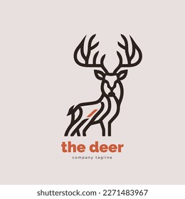 deer logo template vector illustration icon element, linear style - vector. simple line logo