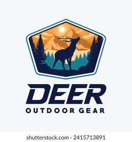 Vector de plantilla de logotipo de ciervo. Deer Outdoor gear Logotipo Vector de iluminación 