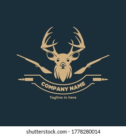 Das Hirschlogo mit einer Vielzahl von Gewehre eignet sich für die Rederjagd oder Firmenhobbylogos