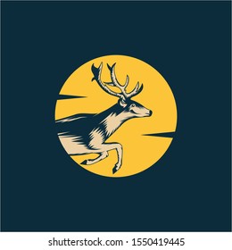 deer logo vector - dark blue background