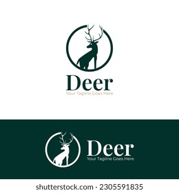 Deer Logo Vector Design Standing dashing, hunting Logo Design, Animal Logo, deer vector