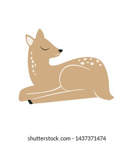 Deer for logo. Vector illustration, animal design, for printing on fabric, clothing, packaging paper, bedding, printing, postcards. Cute baby background.