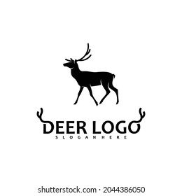 Deer logo vector illustration design. Silhouette deer icon template