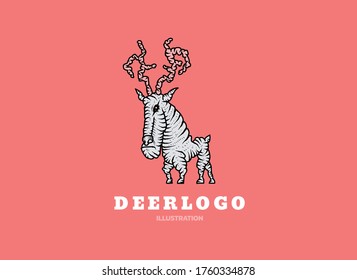 Deer logo- vector illustration. Emblem design on black background