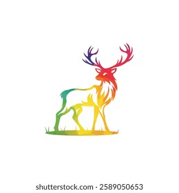 deer logo vector illustration. deer silhouette logo template