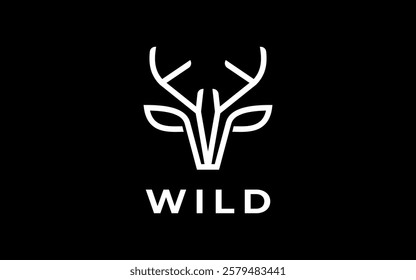 deer logo vector illustration, simple line deer logo template