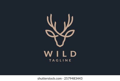 deer logo vector illustration, simple line deer logo template