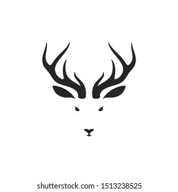 Deer logo vintage style. Wild animal sign. Isolated deer head on white background 