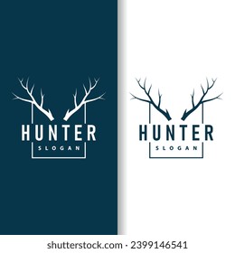 Deer logo, vintage wild deer hunter design deer antlers Product brand illustration