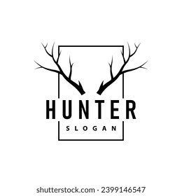 Deer logo, vintage wild deer hunter design deer antlers Product brand illustration