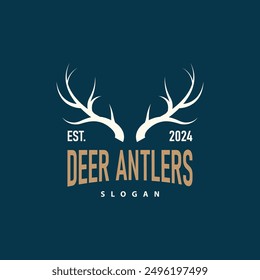 Deer logo, vintage wild deer hunter design deer antlers Product brand illustration