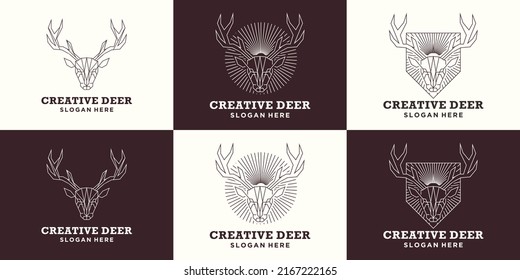Deer Logo,Deer Design Illustration Icon,Logo Vector Template Hunting Logo Collection,Deer protection