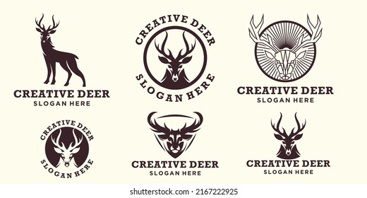 Deer Logo,Deer Design Illustration Icon,Logo Vector Template Hunting Logo Collection,Deer protection