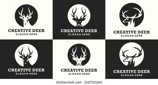 Deer Logo,Deer Design Illustration Icon,Logo Vector Template Hunting Logo Collection,Deer protection