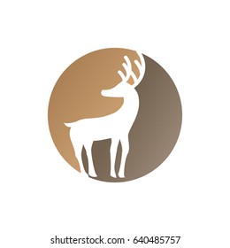 Deer looking back logo gold and brown