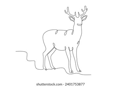 A deer looking forward. Deer one-line drawing