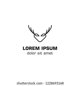 Deer love, horn deer heart. vector logo template