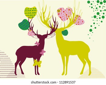 deer in love vector art