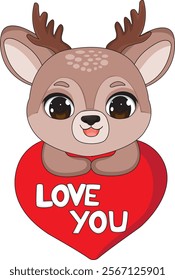 Deer Love You Sign Valentine Vector