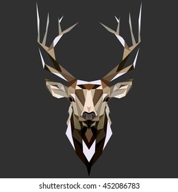 Deer. Low poly deer. Low poly illustration deer. Polygonal deer .