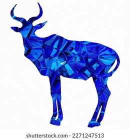 deer low poly silhouette blue polygon vector 