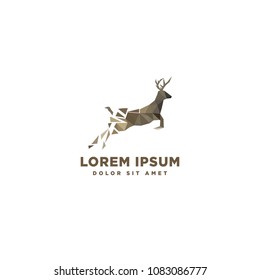 deer lowpoly logo template vector illustration