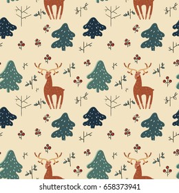 "Deer in magical forest" pattern